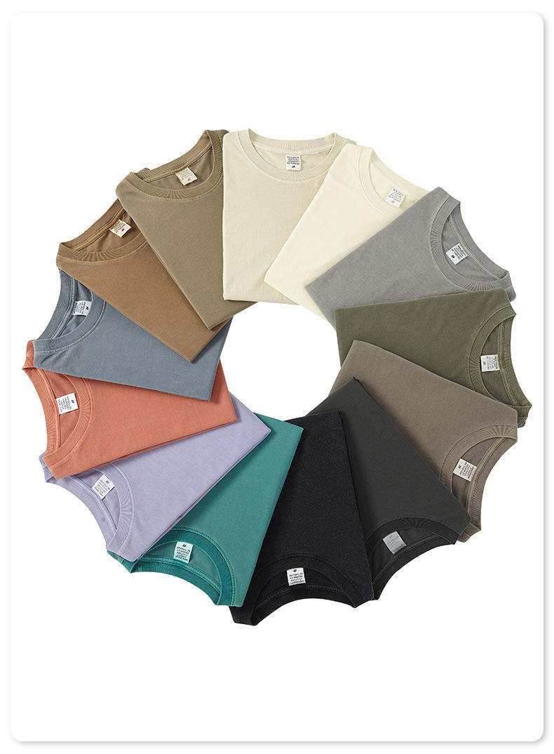 Custom Logo Tee Vintage Blank Plain T-Shirt Cotton Stone Washed T-Shirt Printing Men Acid Washed T-Shirt