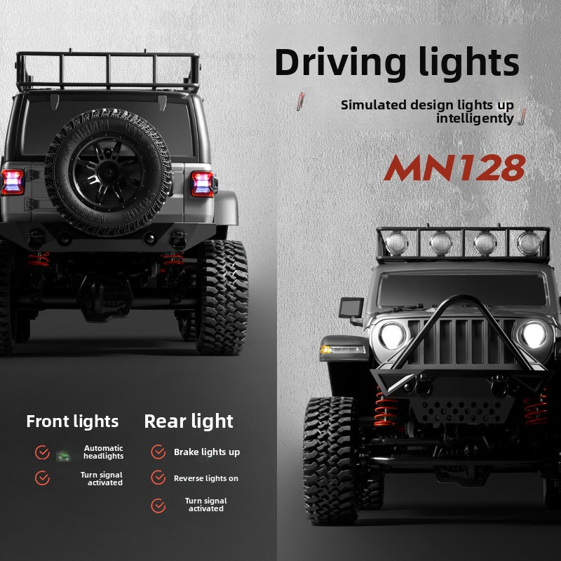 AiJH Mn-128 Remote Control Car 1: 12 4WD Gear Shifting Climbing Truck RC Car Toys with Turn Signal Lights RC Truck