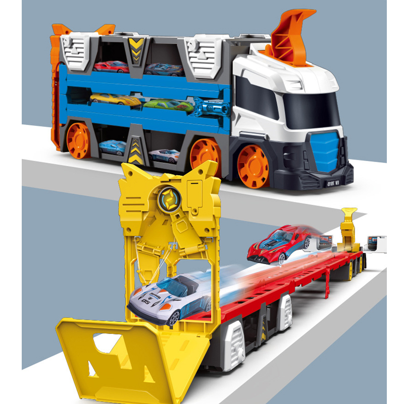 Ejection Big Fire Truck with 2 Small Cars Vehicles for Kids