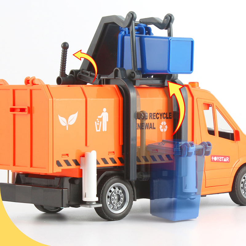 Inertia with Music Light Sanitation Trucks Toy City Truck Sanitation Toys Kids Friction Power Vehicle Gift Garbage Truck for Boy