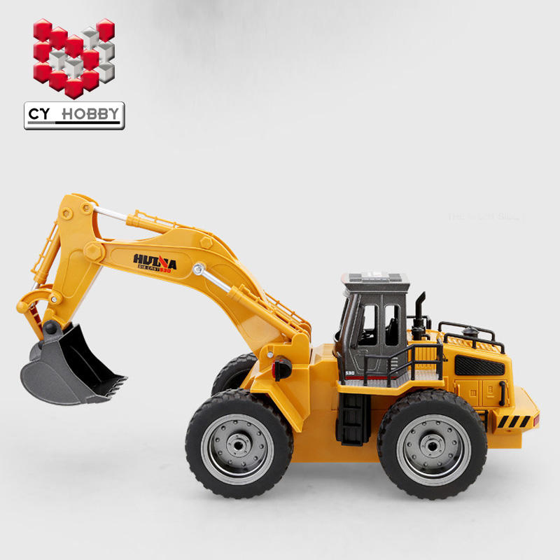 Huina 1530 530 1: 18 Metal Die-Cast RC Truck Excavator Huina with 6 Channel RC Model Car Toys for Children Kids Gift Educational Toy