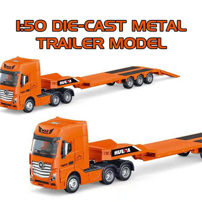 Kids Model Metal Die Cast Car Friction Tow Trailer Truck Toy