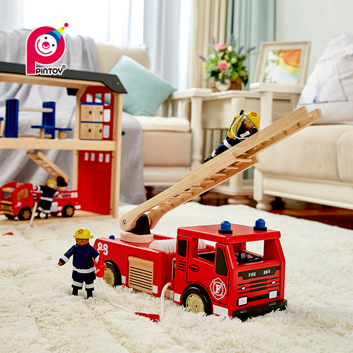 Pintoy Wooden Fire Truck Big Size