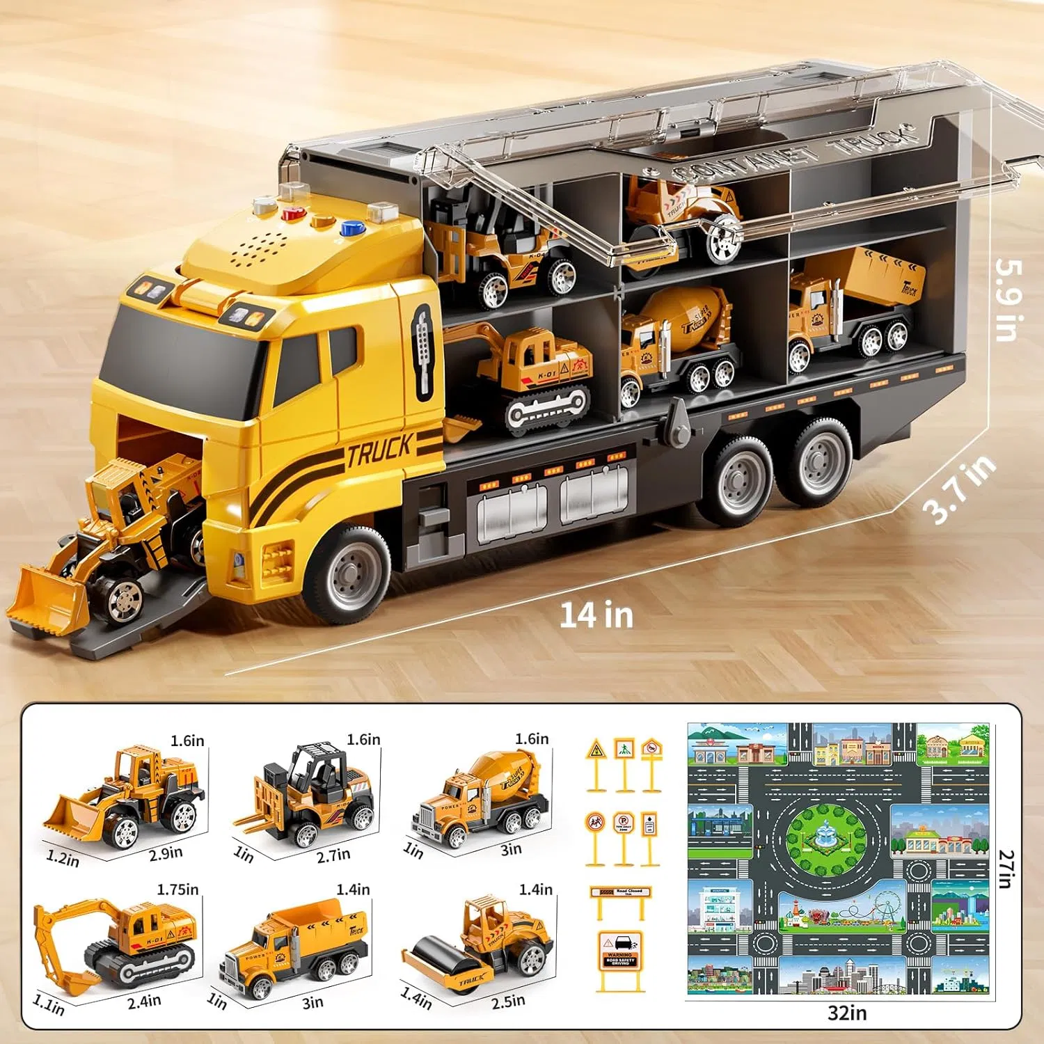 Toddler Construction Truck Toy Set with Play Mat Die Cast Cars Wholesale