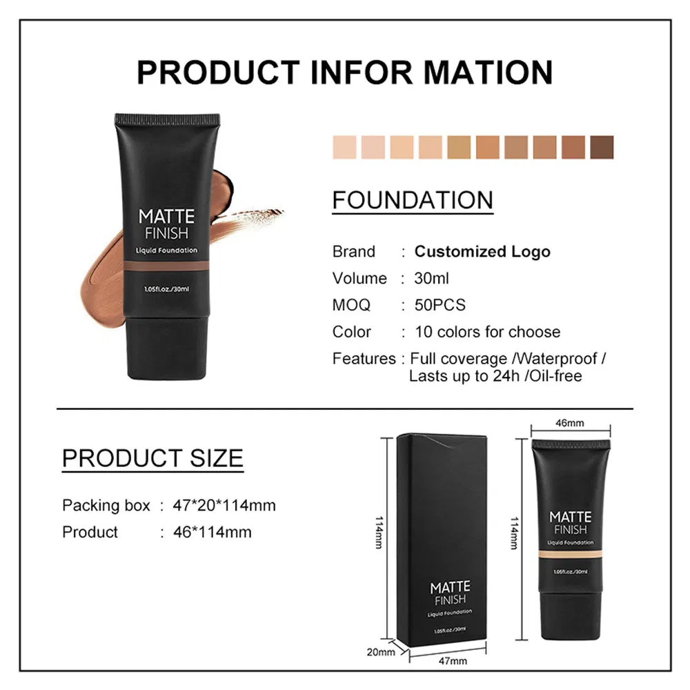 Sweat Resistant OEM Custom Liquid Coverage Foundation for Wedding