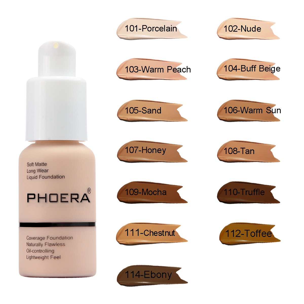 Phoera Matte Foundation Waterproof Foundation for Dark Skin Full Coverage Foundation Makeup