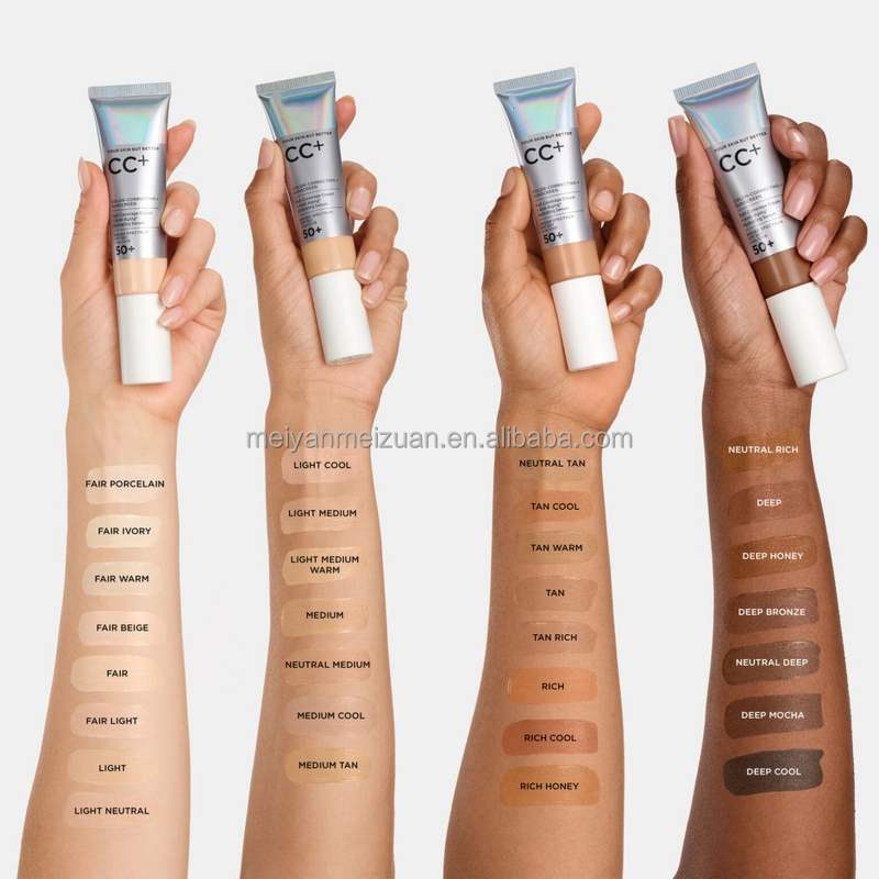 Full Coverage Liquid CC Cream SPF 50+ 3-In-1 Foundation Anti-Aging Whitening Serum