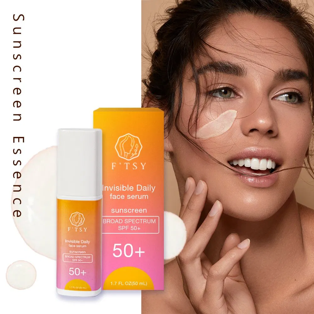 Custom Logo Organic Vegan Natural Sun Protection Finished Tinted Broad Spectrum Brightening Mineral SPF50 Sunblock Sunscreen Serum