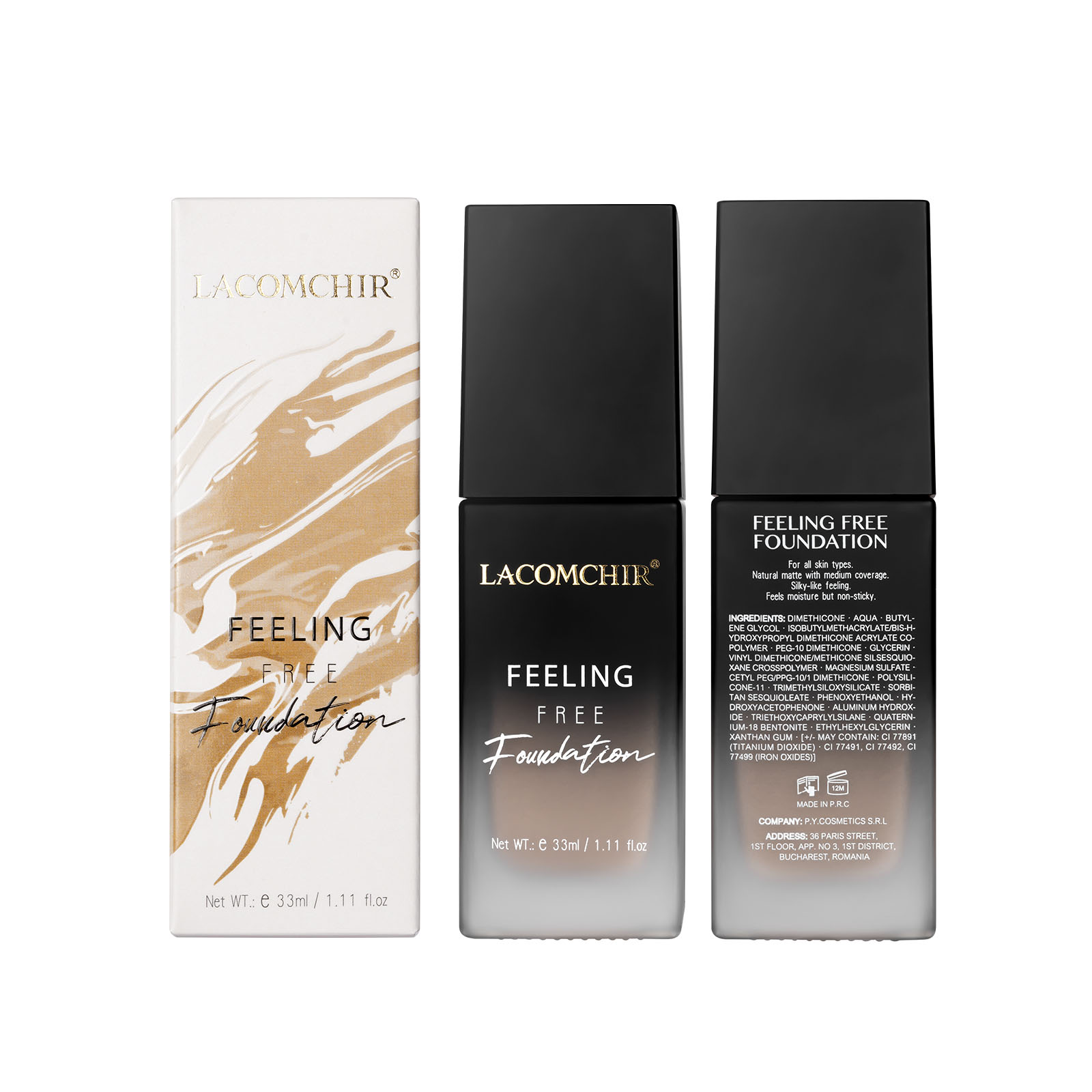LACOMCHIR Liquid Foundation Moisture Matte Smooth Cream Feeling Free Foundation