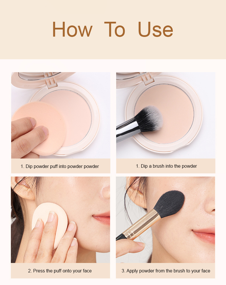 High Quality Vegan Compact Pressed Powder Foundation Matte Brighten Oil Control Waterproof Setting Pressed Powder
