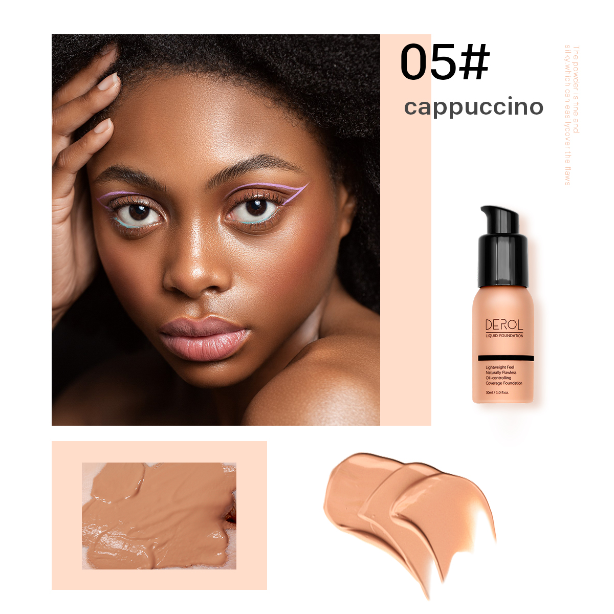Low MOQ Retail Makeup Liquid Foundation for All Skin Types Oil Control Full Coverage Waterproof Long Lasting Matte Foundation