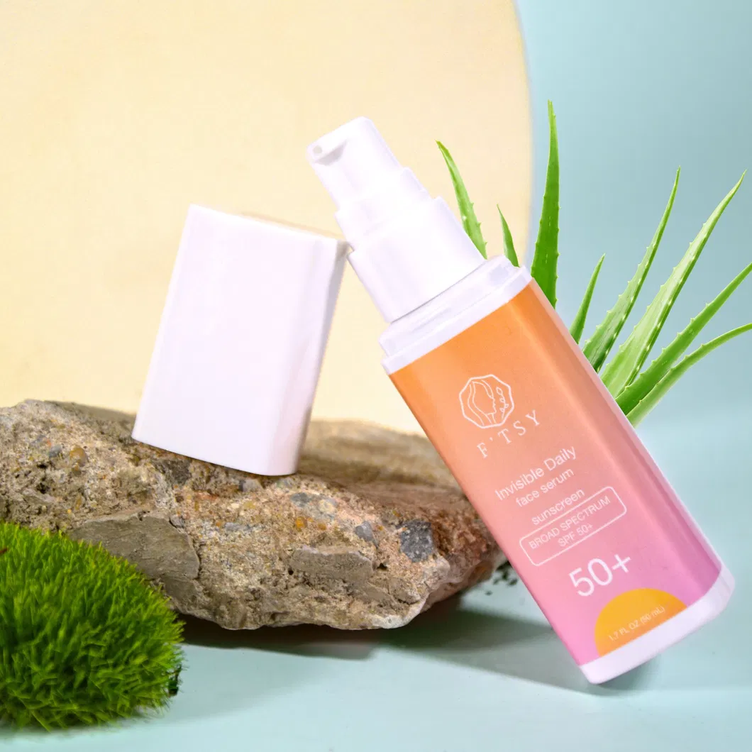 Custom Logo Organic Vegan Natural Sun Protection Finished Tinted Broad Spectrum Brightening Mineral SPF50 Sunblock Sunscreen Serum