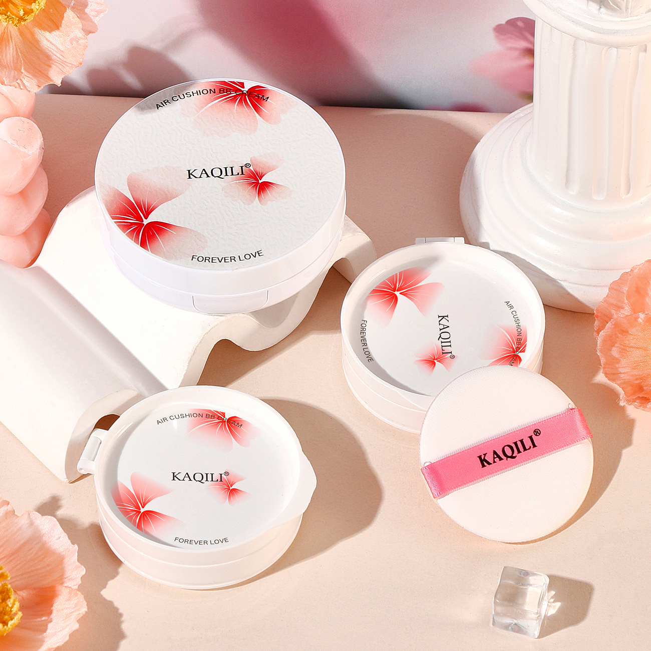 KAQILI Dewy and Lightweight Finishes Oil Control Concealer Spot Removing Brighten BB Cream Cushion Foundation