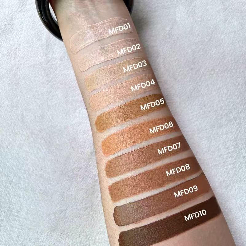 Logo-Free Mineral Liquid Foundation Full Coverage Oil-Control Brightening Long-Lasting Cushion Concealer Dark Skin Makeup