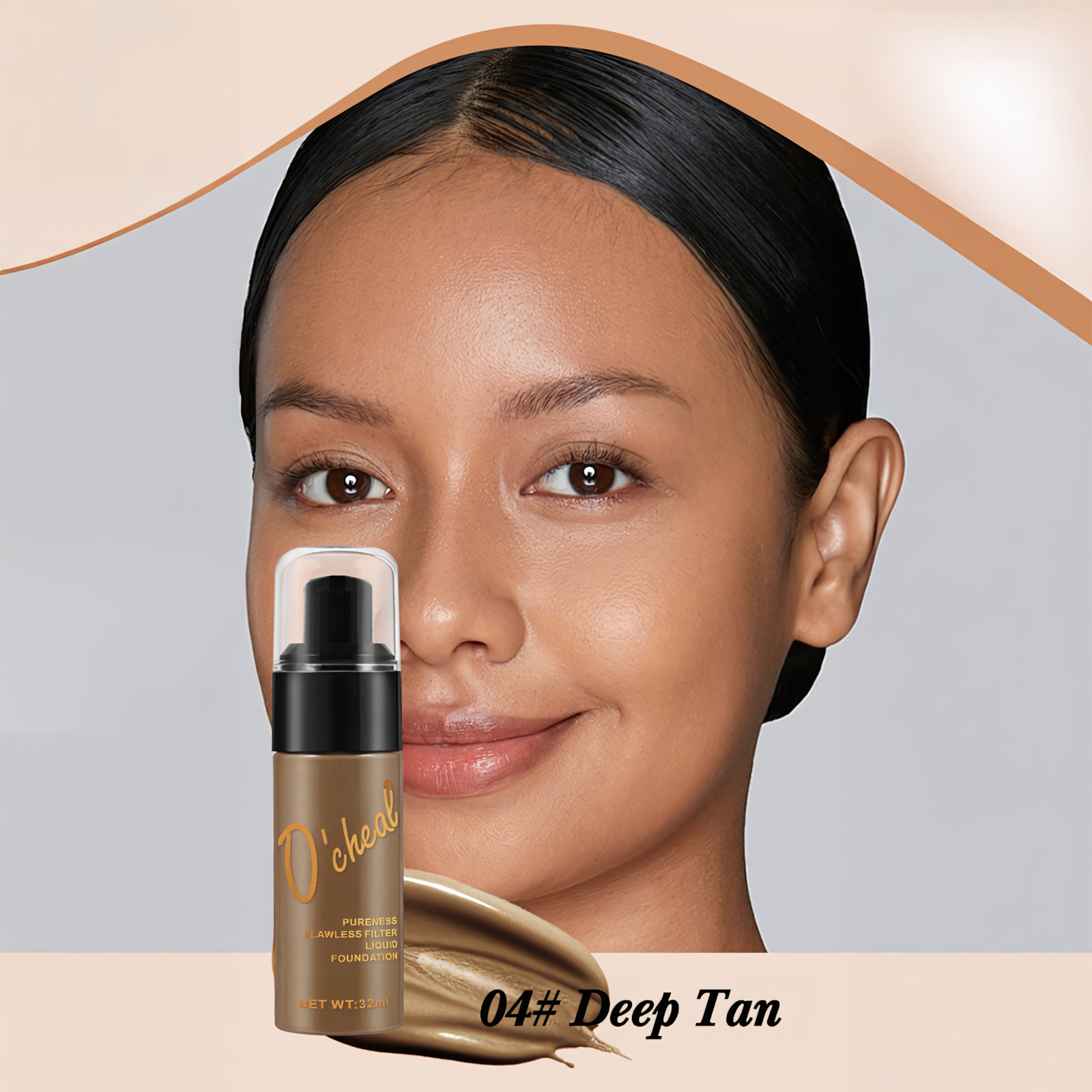 O'Chial Natural Long Lasting Waterproof Buildable Coverage Hydrating Whitening Sunscreen Liquid Foundation Dewy Finish Skin Tone