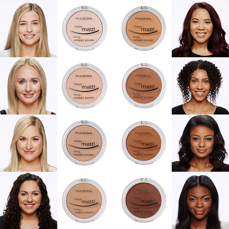 PHOERA OFFICIAL 8 Colors Pressed Powder Matte Foundation Compact Powder Makeup Oil Control