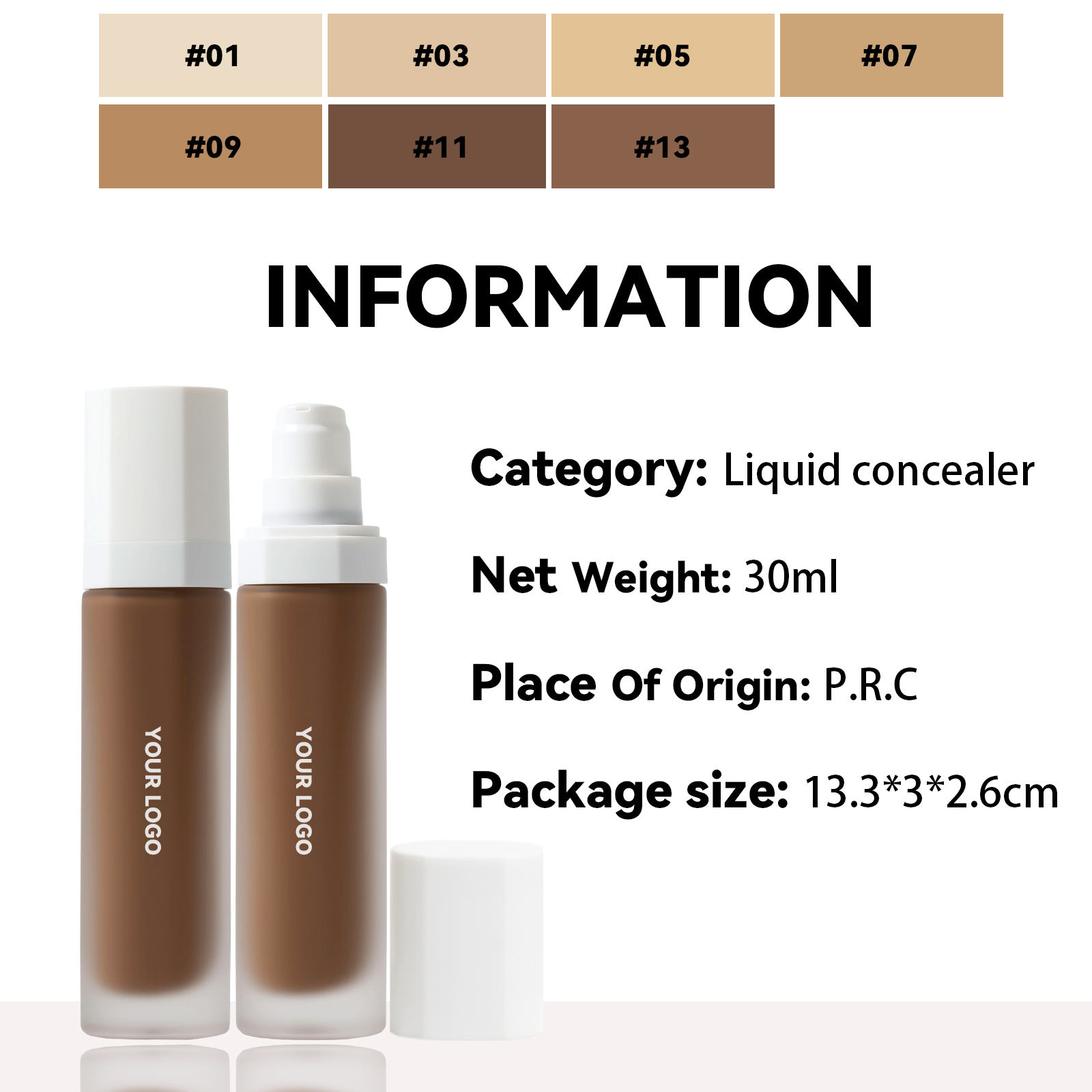7 Shades Liquid Foundation with Custom Label One-touch Smoothing Waterproof Long-lasting Foundation