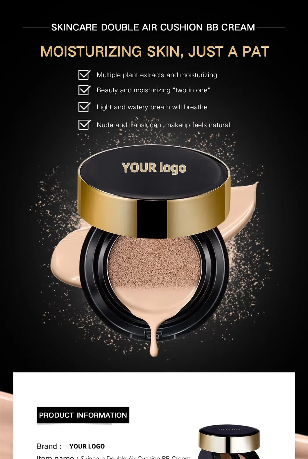 2 in 1 Air Cushion Skin Care Makeup Foundation Cosmetics Factory Bb Cushion Concealer Bb Air Cushion Foundation