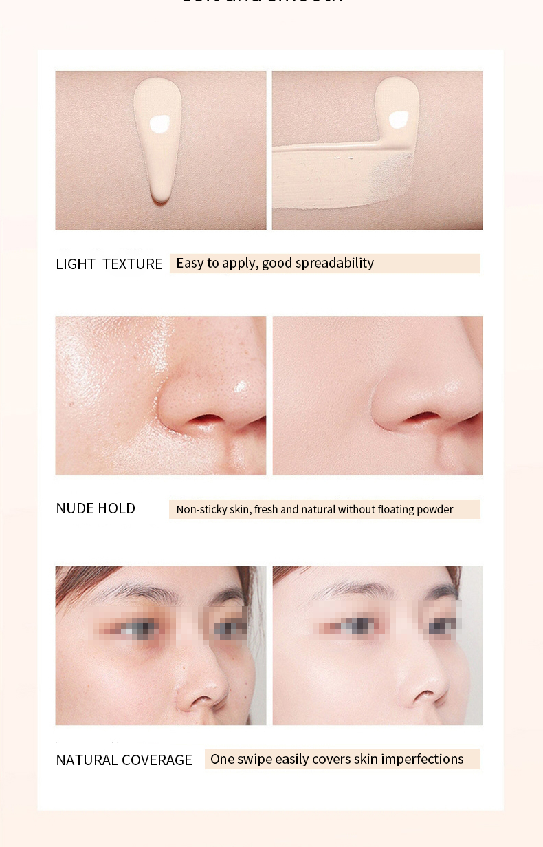 Glow Vegan Poreless Liquid Foundation Concealer Light Beige