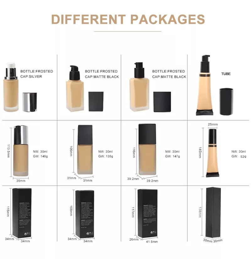 18 Colors Vegan DIY Makeup Liquid Foundation Private Label Waterproof Full Coverage Cosmetics BB Cream Foundation Private Label