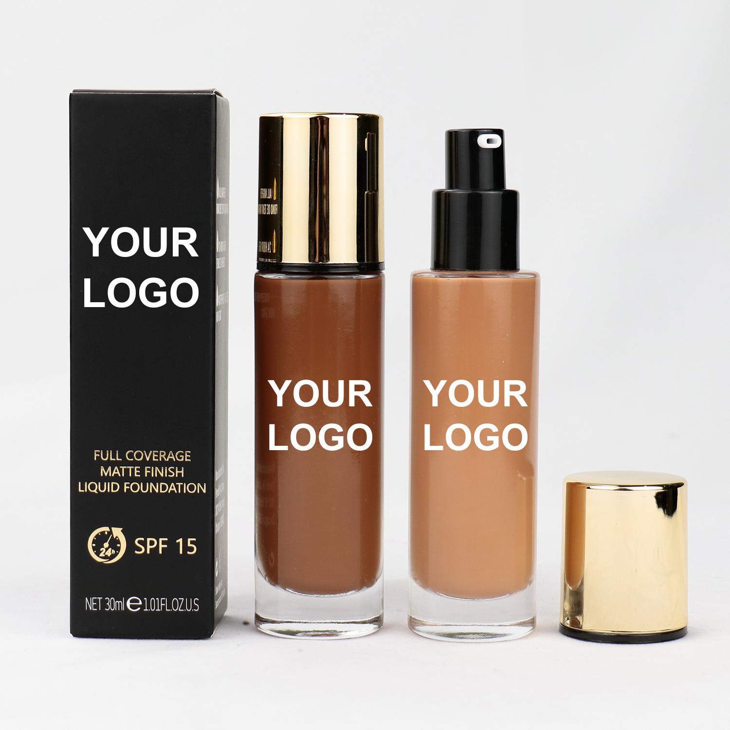 Custom Logo Vegan Waterproof Long Lasting Foundation Full Coverage Private Label Liquid Dewy Foundation for Dark Women