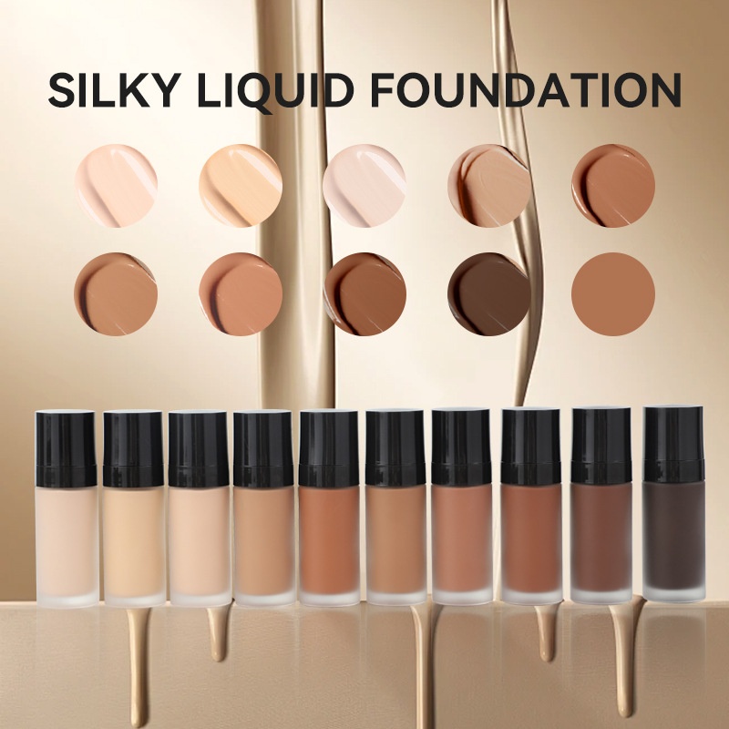Custom Beauty Long-Lasting Non-Cakey Matte Foundation Cream for Dark Liquid Form Can Print LOGO for Foreign Trade Cross-Border