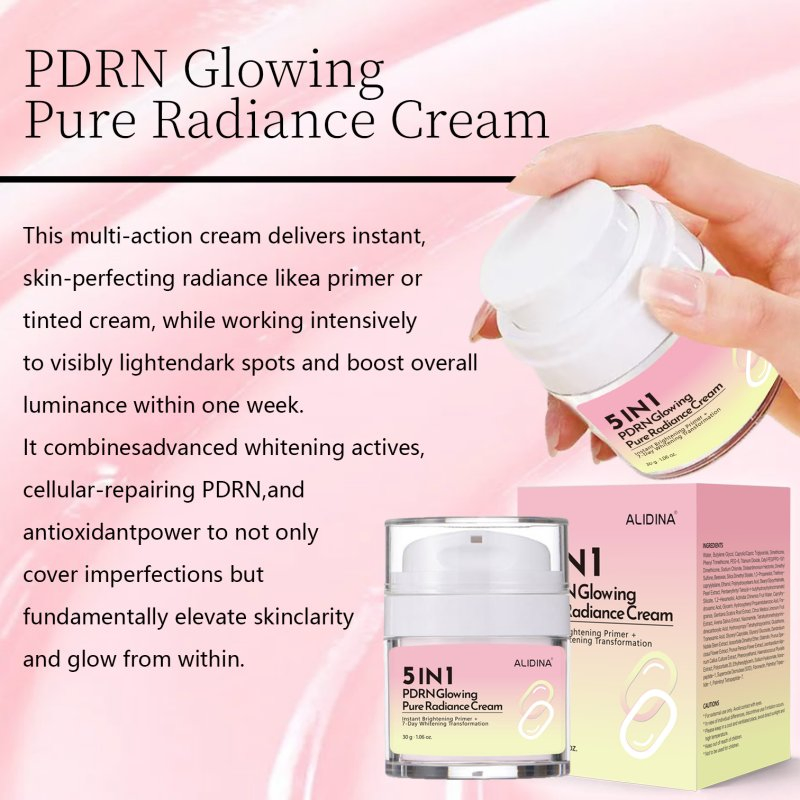 5 in 1 Pdrn Glowing Pure Radiance Cream Natural Anti-Aging Firming Tinted Face Cream No-Makeup Finish Hydrating Oil-Control G