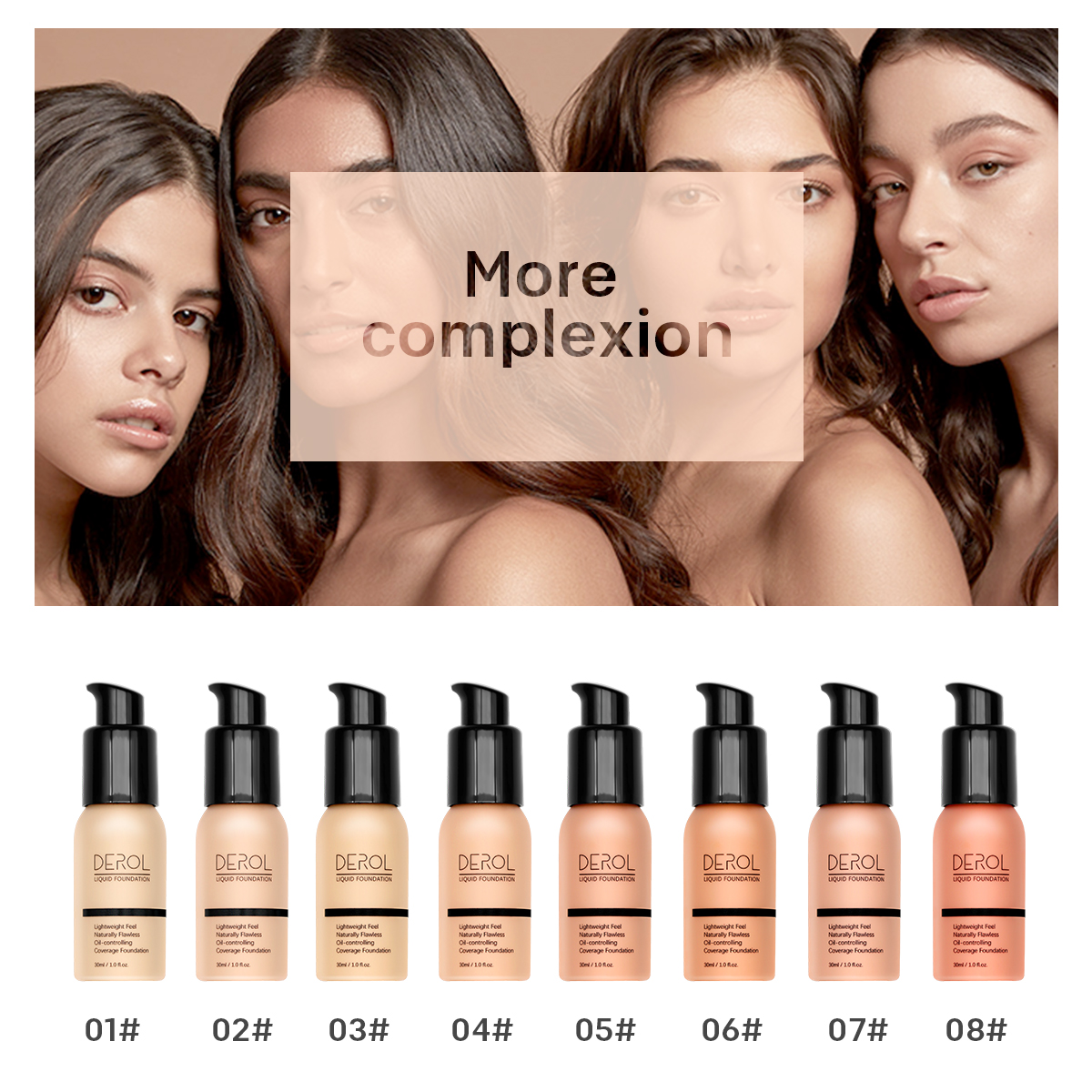 Low MOQ Retail Makeup Liquid Foundation for All Skin Types Oil Control Full Coverage Waterproof Long Lasting Matte Foundation