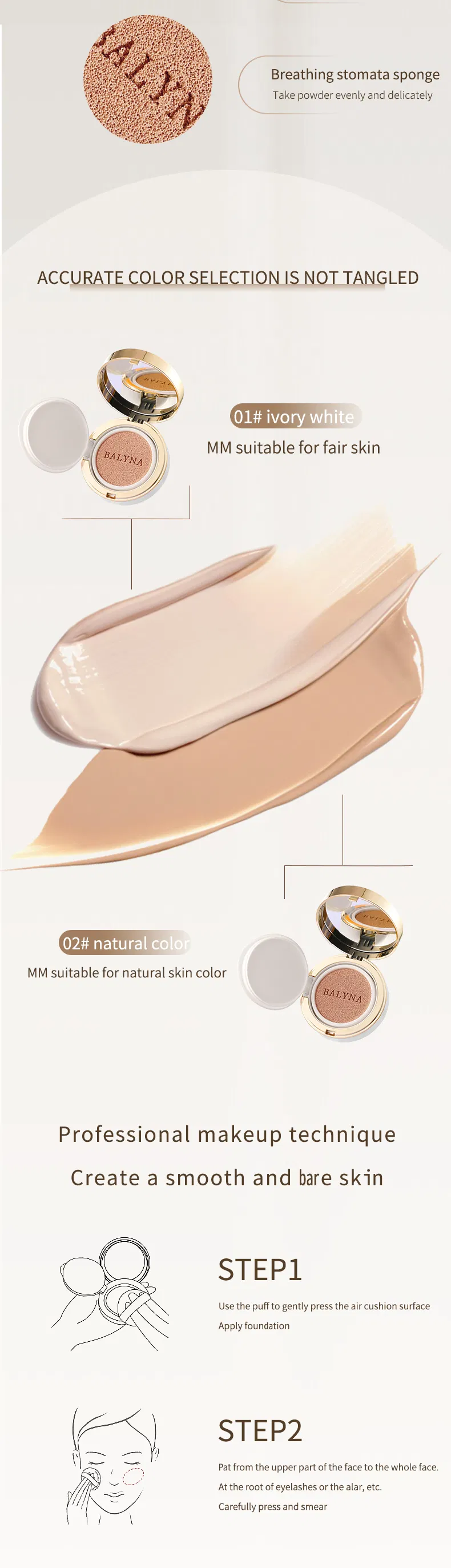 Cosmetics Long Wear Concealer Moisturizing Air Cushion Foundation