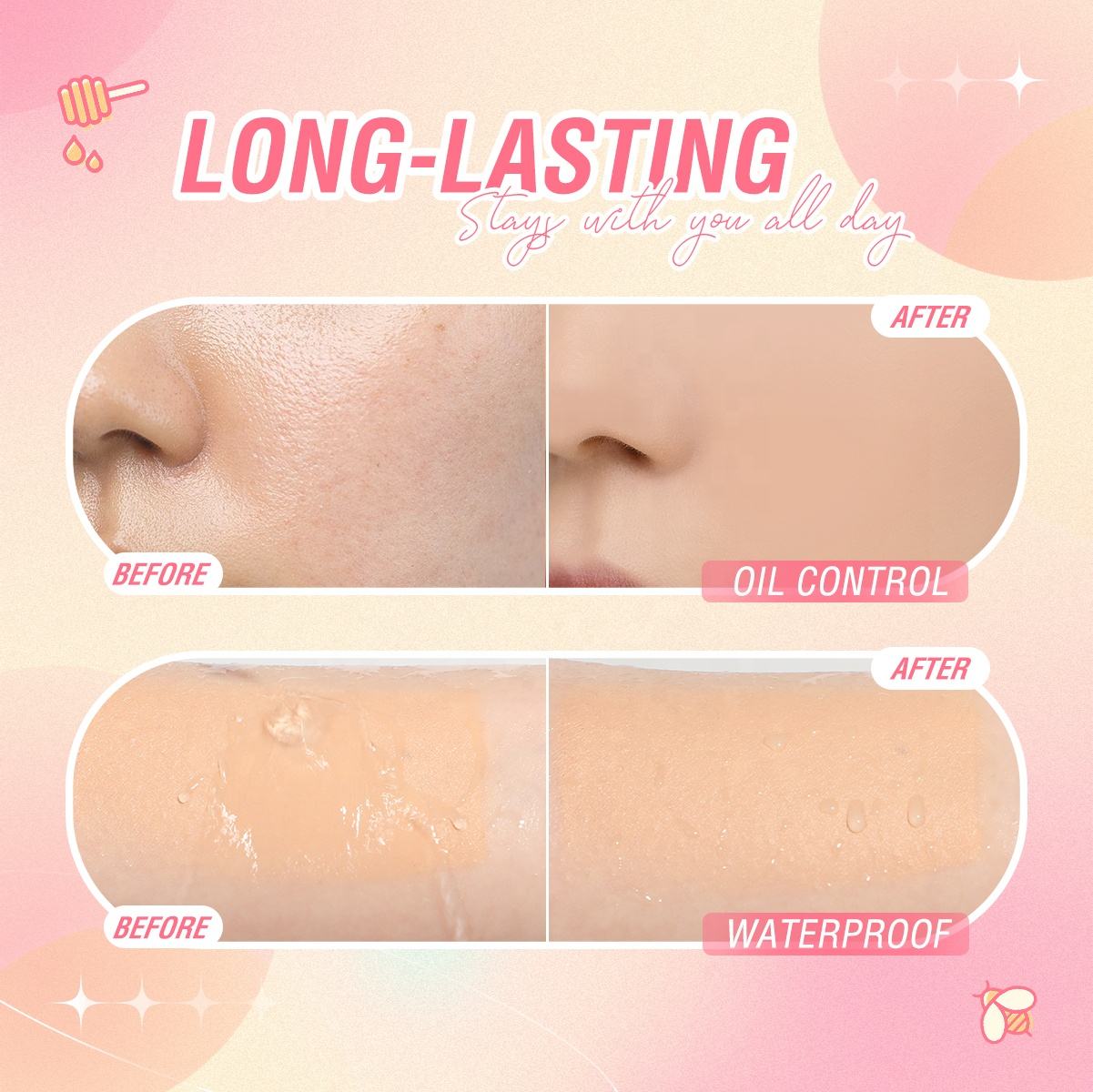 Duoduo PFF03 Hot Selling Make up Last Matte Finish for 12 Hours High Coverage Natural Lighting Foundation