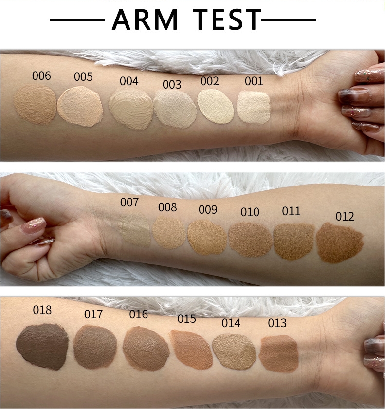 Private Label Makeup Foundation Full Coverage Cream Liquid Foundation 18 Colors Female Waterproof Foundation for Dark Skin