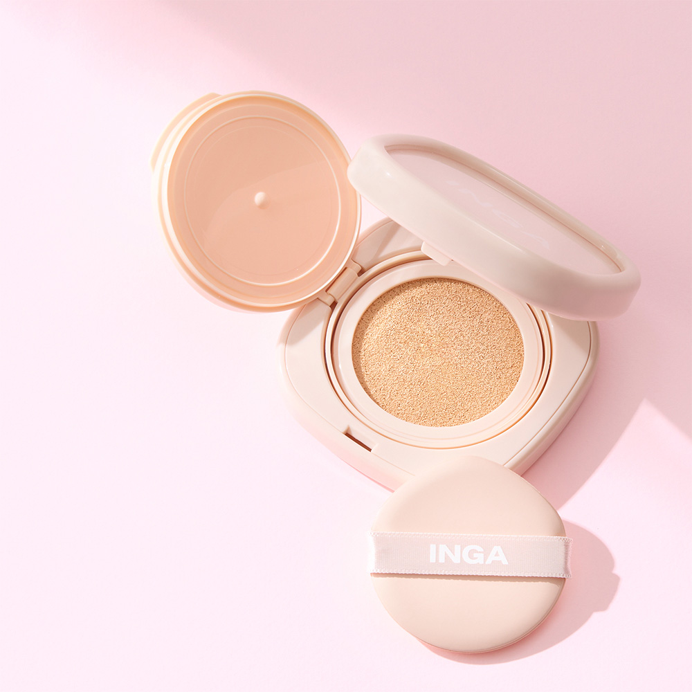 [INGA] Water Glow Daily Cushion Foundation Whitening for Dewy Hydration Radiant Coverage Long Lasting Finish 92g Dark All Types