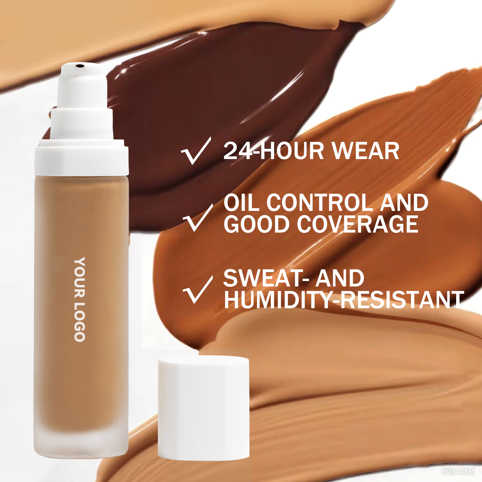 7 Shades Liquid Foundation with Custom Label One-touch Smoothing Waterproof Long-lasting Foundation