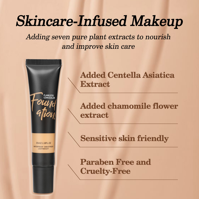 Custom Waterproof Vegan SPF Private Label Cream Matte Fond De Teint Full Coverage Dewy Liquid Foundation for Black Skin