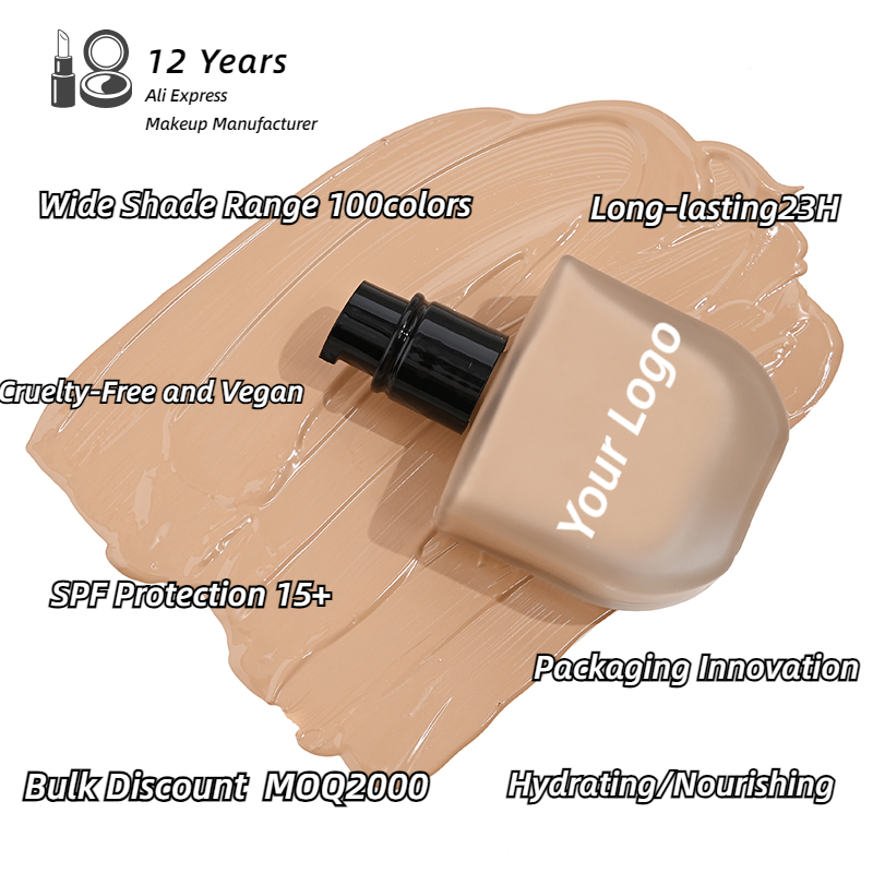 Custom Logo Makeup Organic Facial Liquid Waterproof Long Lasting Vegan Full Coverage Private Label Liquid Matte Foundation 30ml