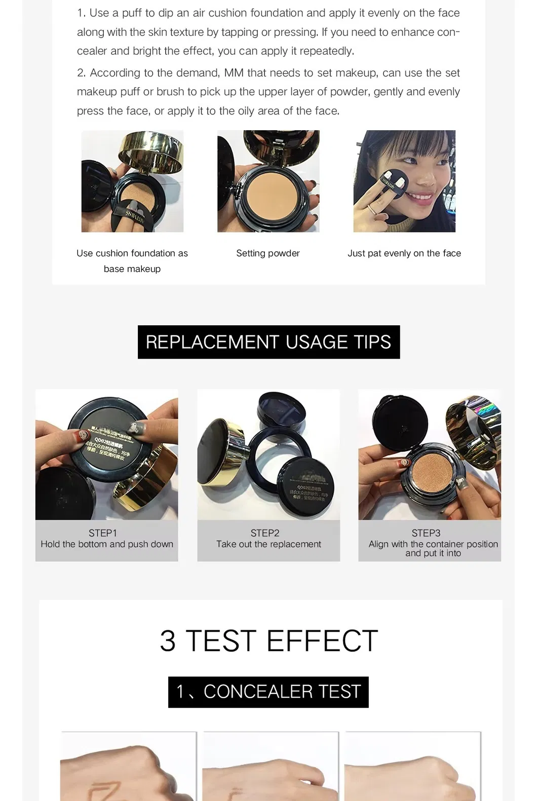 2 in 1 Air Cushion Skin Care Makeup Foundation Cosmetics Factory Bb Cushion Concealer Bb Air Cushion Foundation