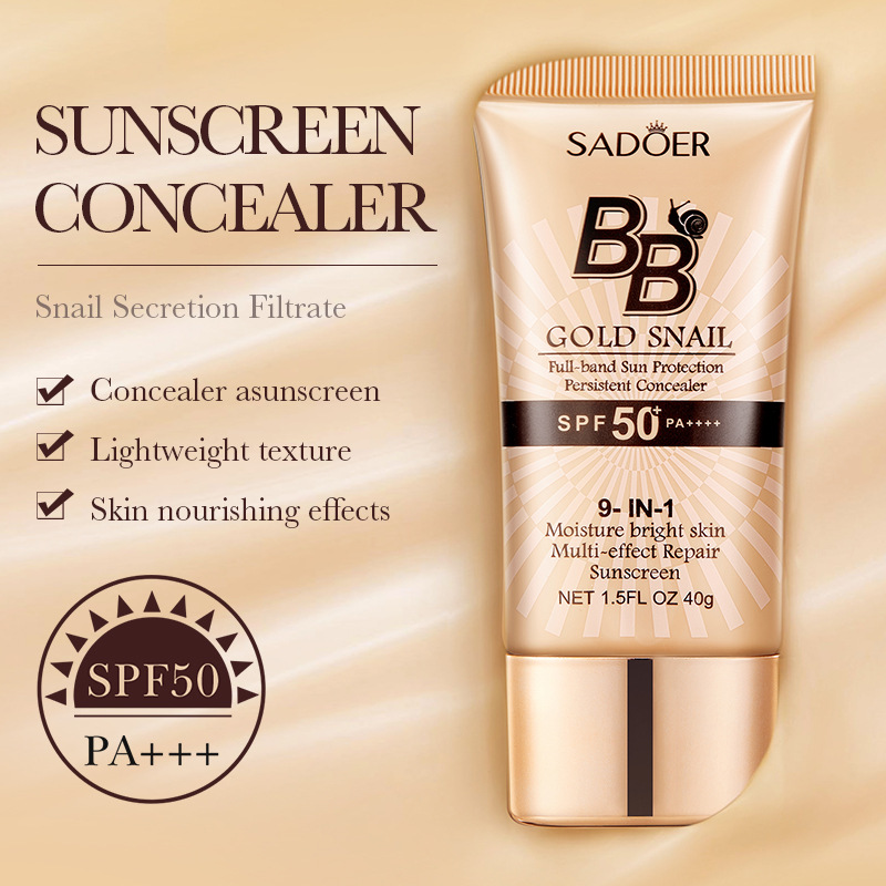 Hot Sale Snail Sunscreen BB Cream Modifications Hydrating Moisturizing Concealer Isolation Foundation Cream Cosmetics