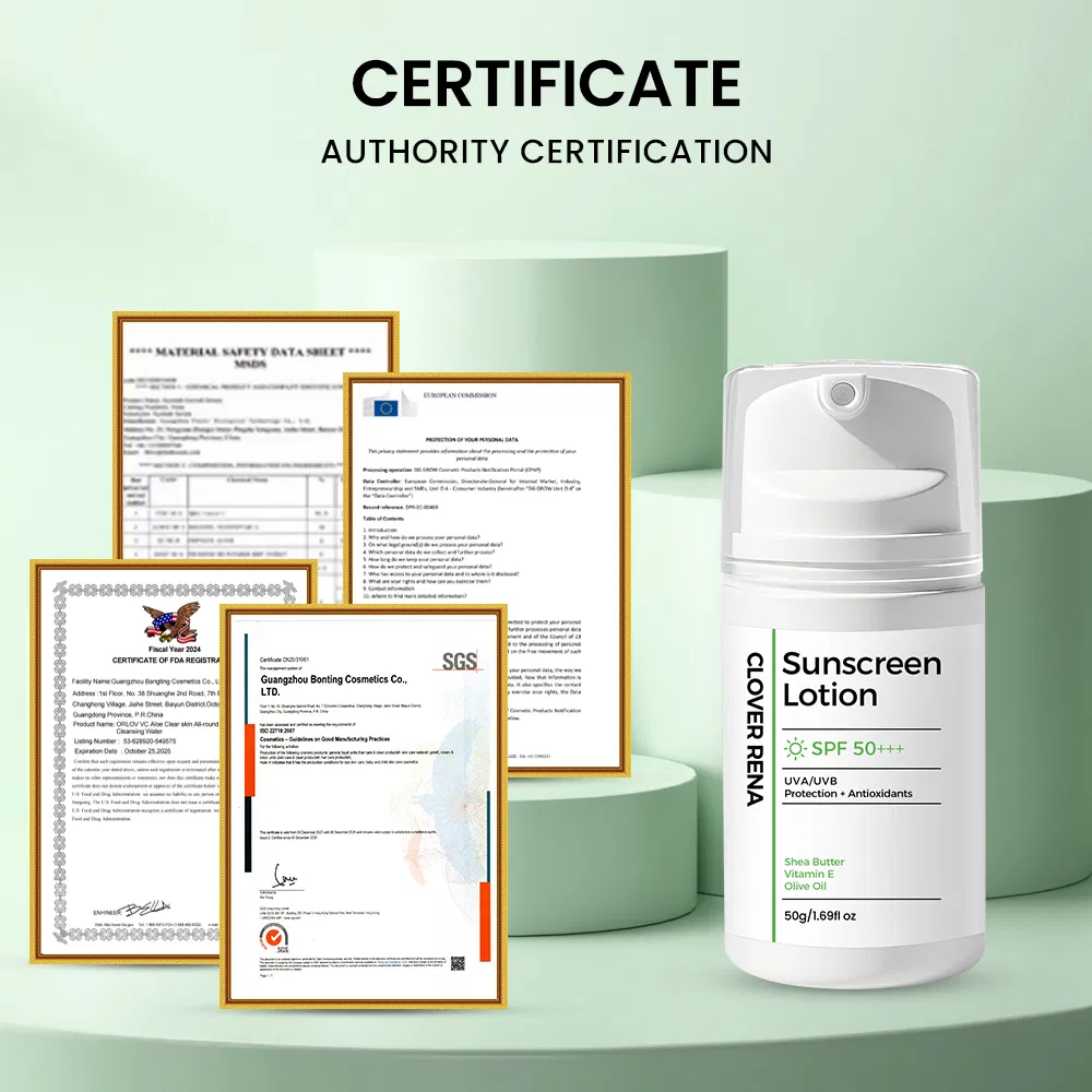 Organic Sunscreen Cream SPF 50 Vitamin C Hyaluronic Acid Fruit Extract Moisturizer Brightening Makeup Cc Cream Foundation