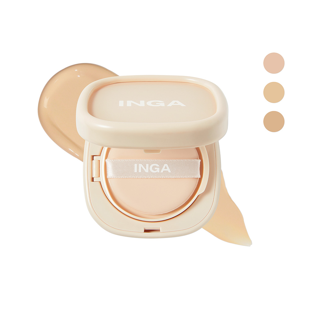 [INGA] Water Glow Daily Cushion Foundation Whitening for Dewy Hydration Radiant Coverage Long Lasting Finish 92g Dark All Types