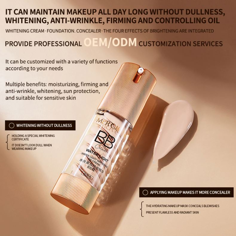 MERCILEN Primer Oil Control BB Foundation Cream Moisturizing Concealer Bleaching Waterproof Color Correcting Face BB Cream