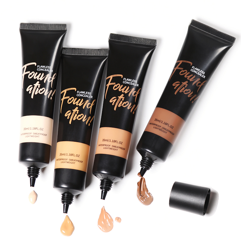 Custom Waterproof Vegan SPF Private Label Cream Matte Fond De Teint Full Coverage Dewy Liquid Foundation for Black Skin