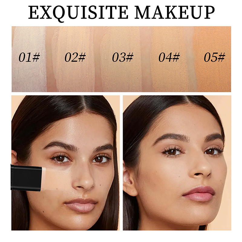 Foundation Stick Face Makeup Waterproof Lightweight Full Coverage Matte Foundation Stick with Whitening Concealer Stick J1