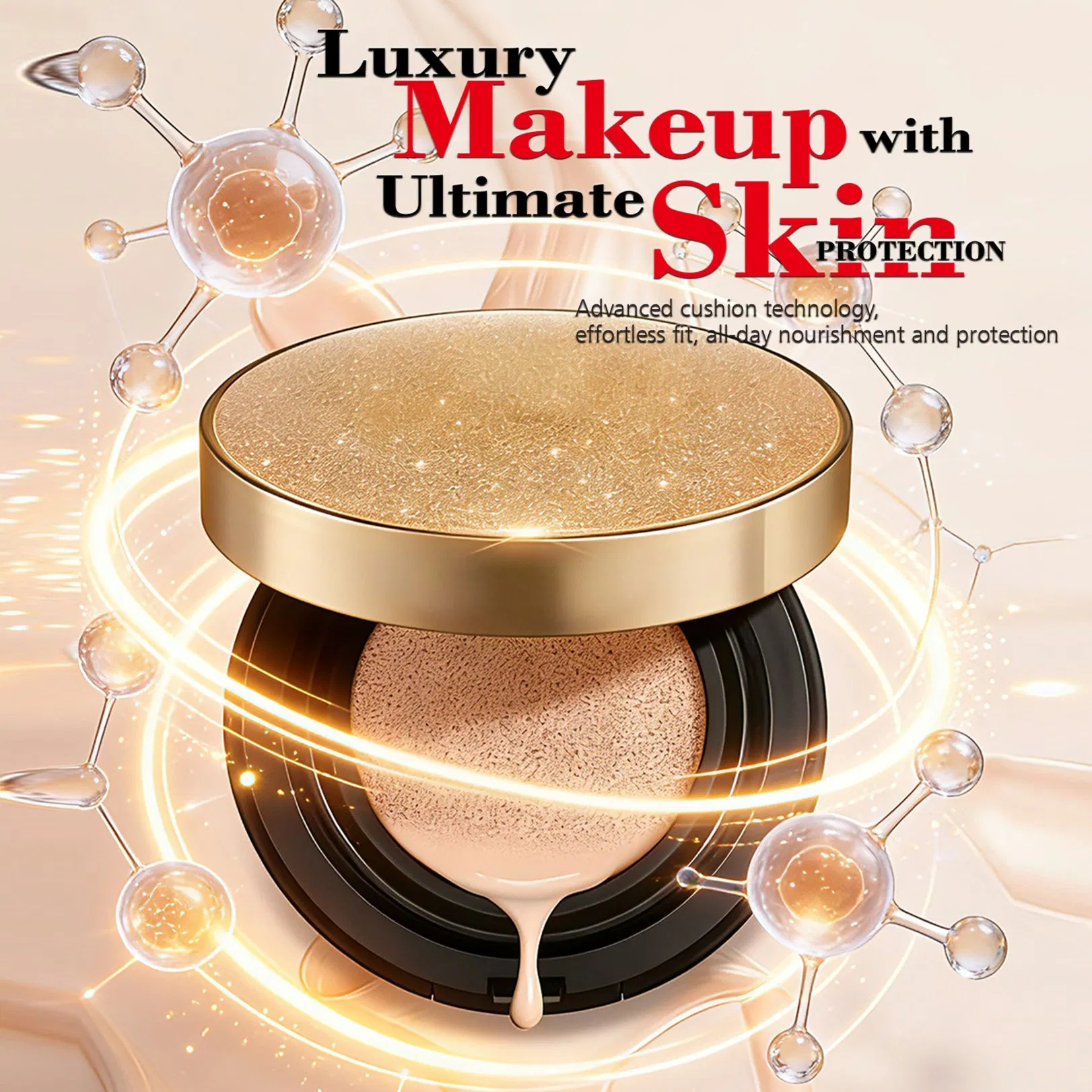 Triple-Defense Cushion Foundation-Sun Protection, Blue Light Shield, Anti-Pollution, Isolation, Repair, Brightening, Antioxidant, Moisturizing &amp; Nourishing