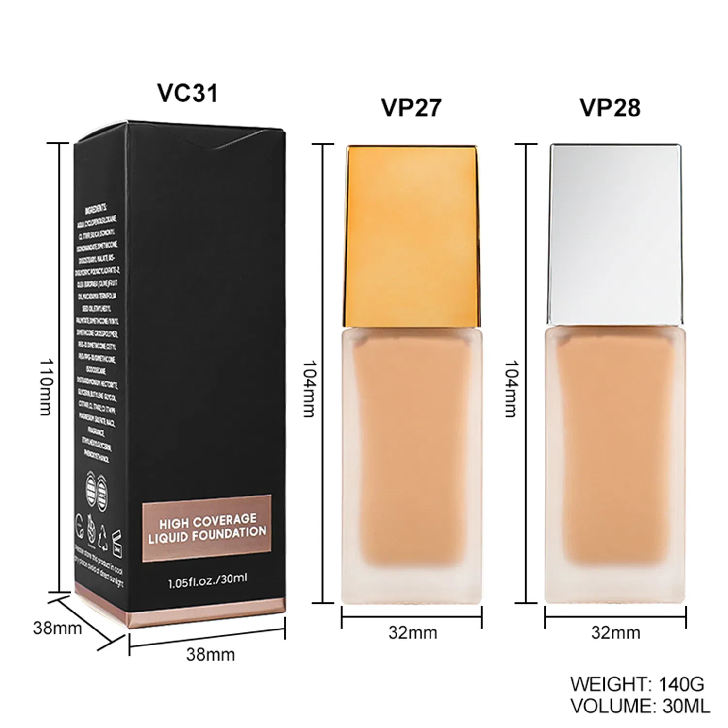 Oil-Controlling Refreshing OEM/ODM Custom Full-Coverage Makeup Liquid Foundation for Honeymoon