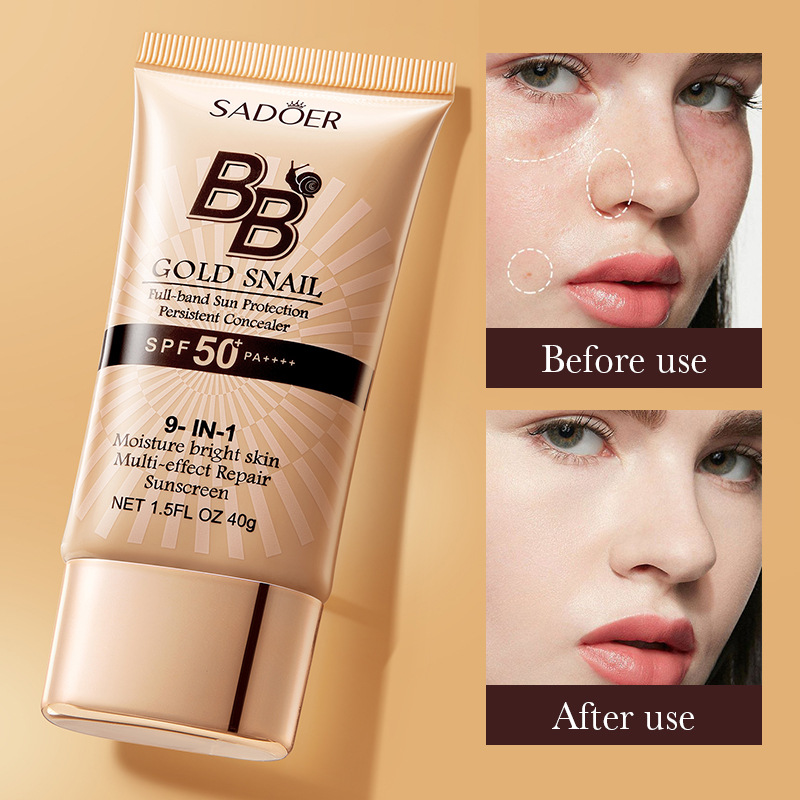 Hot Sale Snail Sunscreen BB Cream Modifications Hydrating Moisturizing Concealer Isolation Foundation Cream Cosmetics