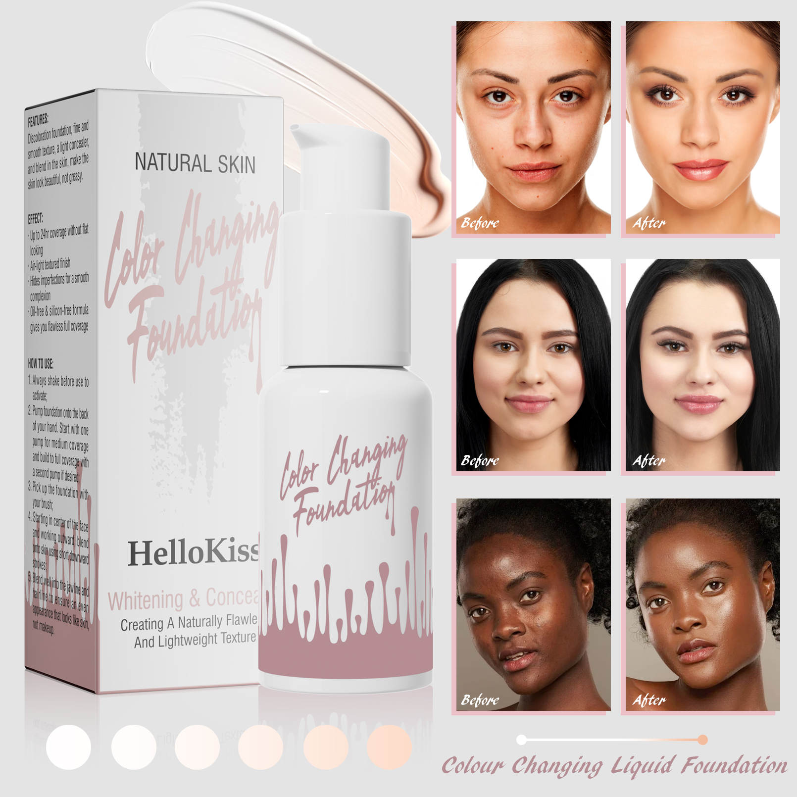 Long Lasting BB Cream Foundation Oil-Control Concealer Translucent Moisturizing Service for Normal Skin Type Chemical Ingredient