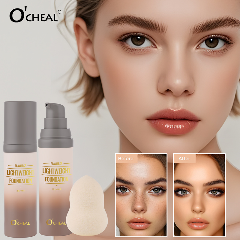 High Quality Full Coverage Concealer Cream Waterproof Matte Foundation 40ml with Makeup Eggs