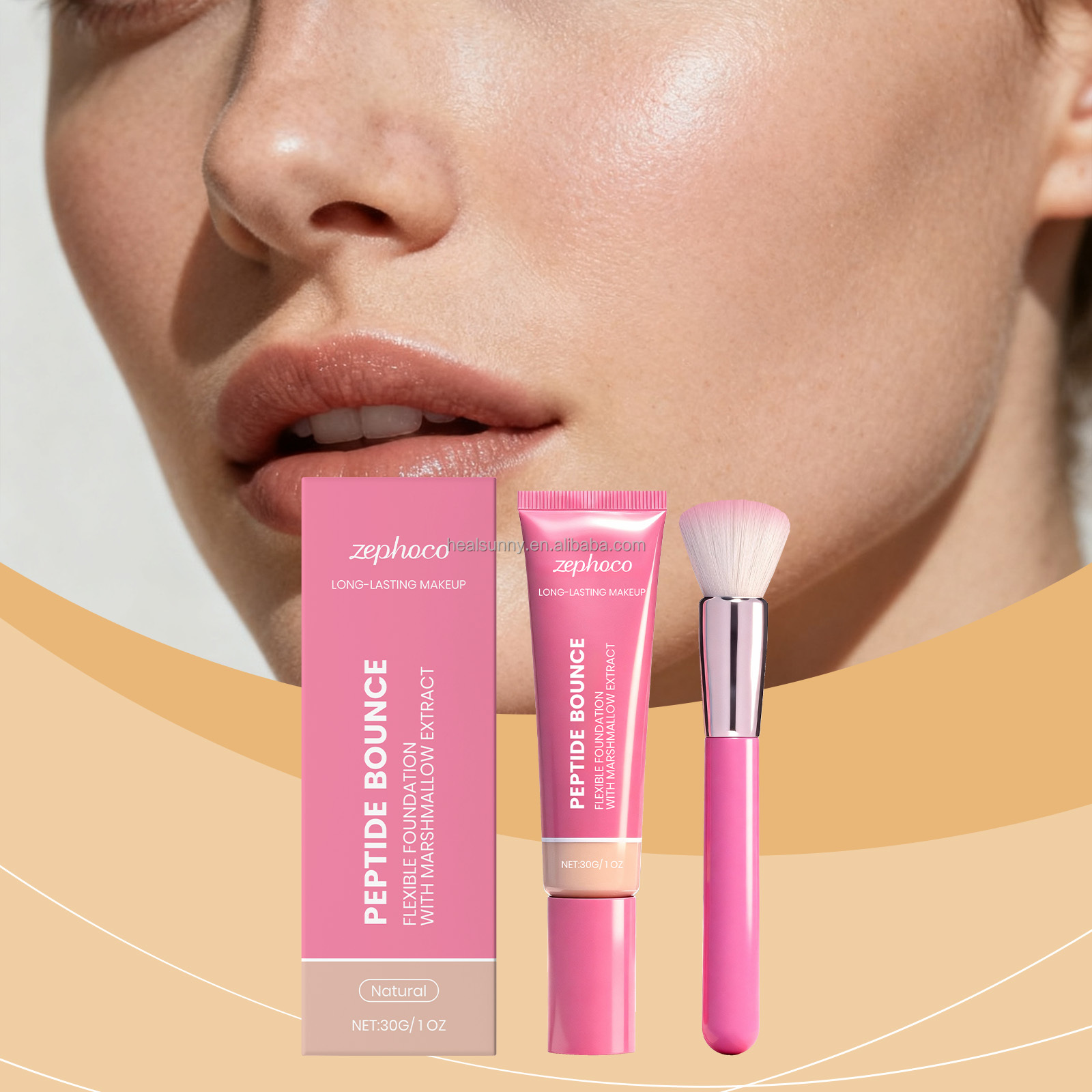 Private Label Peptide Foundation Stick Cream With Brush Customized Full Coverage Waterproof Matte Foundation