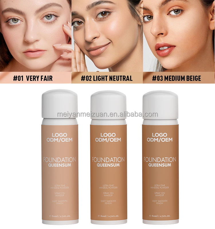 Custom Private Label Beauty Cosmetics Full Coverage Moisturizing Concealer Foundation Liquid Spray for Dark Skin Tones