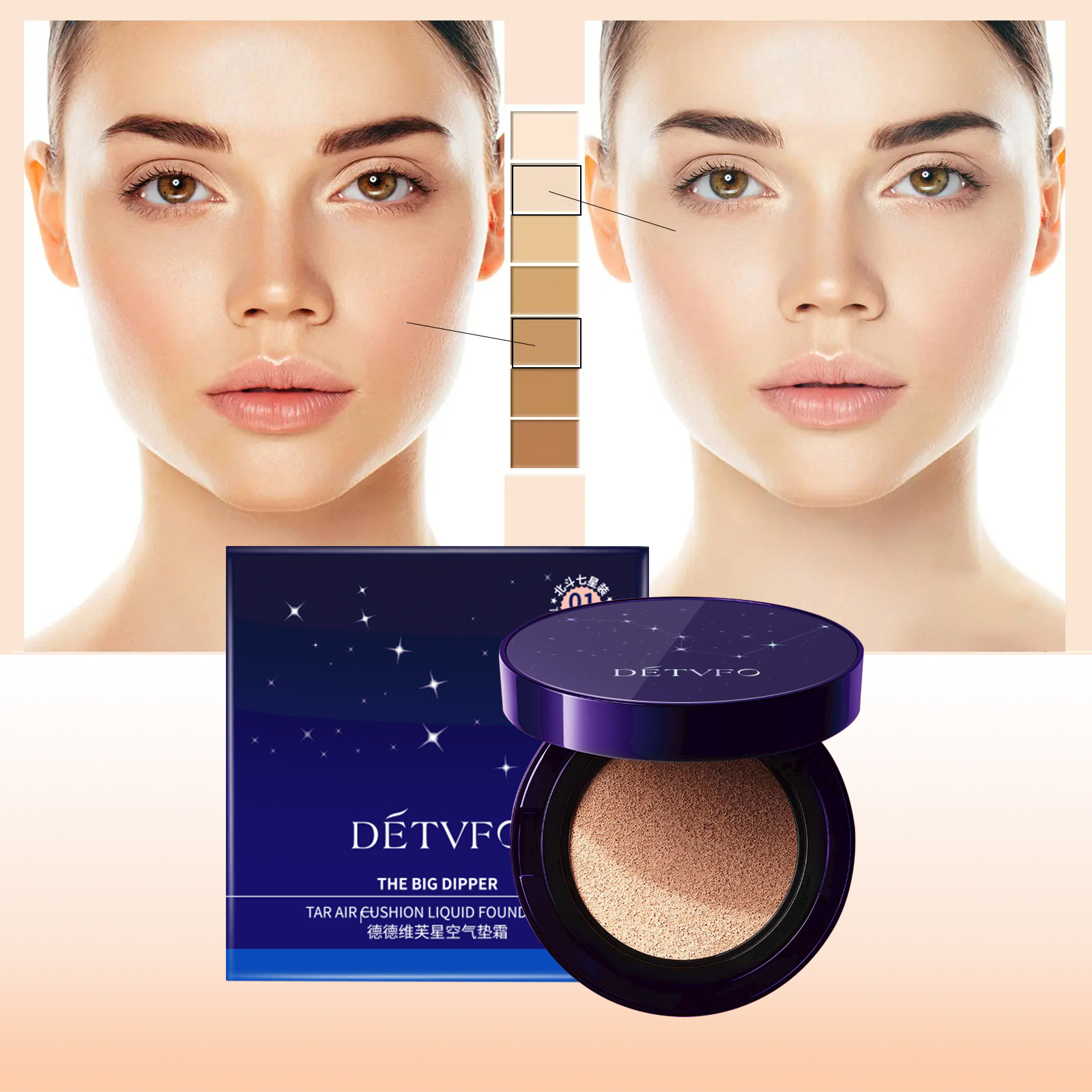 Oem Custom Cc/Bb Cream Face Full Coverage Waterproof Liquid Makeup Air Cushion Foundation for All Skin